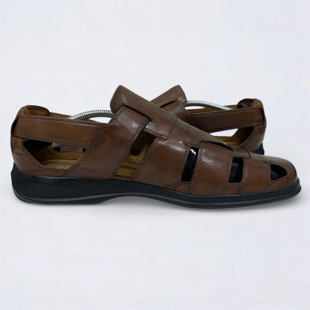 Cole Haan Sandals Men's Size 12 W Brown Leather NikeAir Dempsey Fisherman Preppy